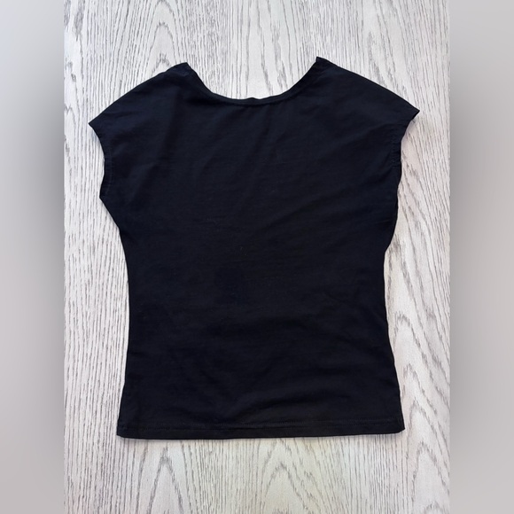ForeFair Backless Black Short Sleeve Slim Fit Cropped Crewneck Size S - Picture 3 of 7